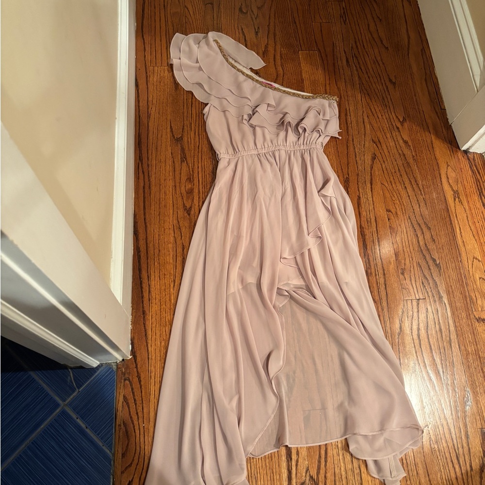 Elegant One-Shoulder Pink Dress